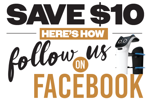 Save $10 on your next visit, follow us on facebook